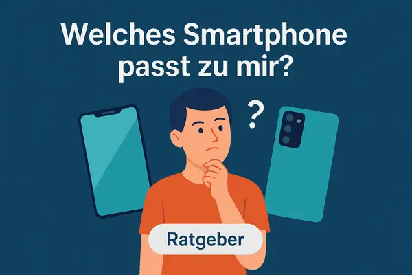 Welches Smartphone passt zu mir? – Symbolbild mit junger Person und zwei Smartphones